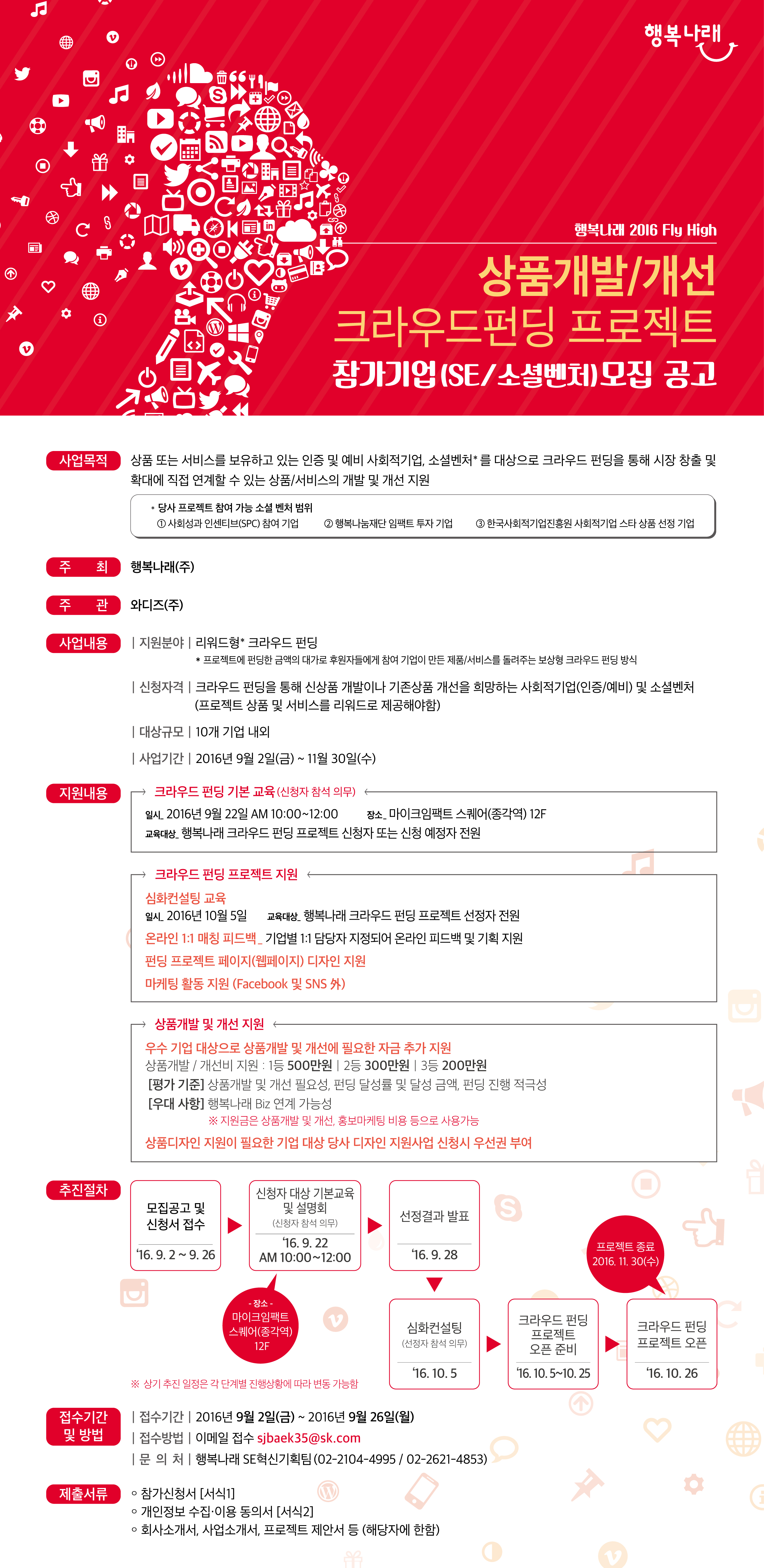 행복나래 상품개발/개선 크라우드펀딩 프로젝트 공고